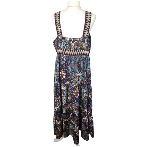 Shein Sleeveless V-Neck Maxi A-Line High Waist Paisley Multicolored Size 3XL - Picture 3 of 8